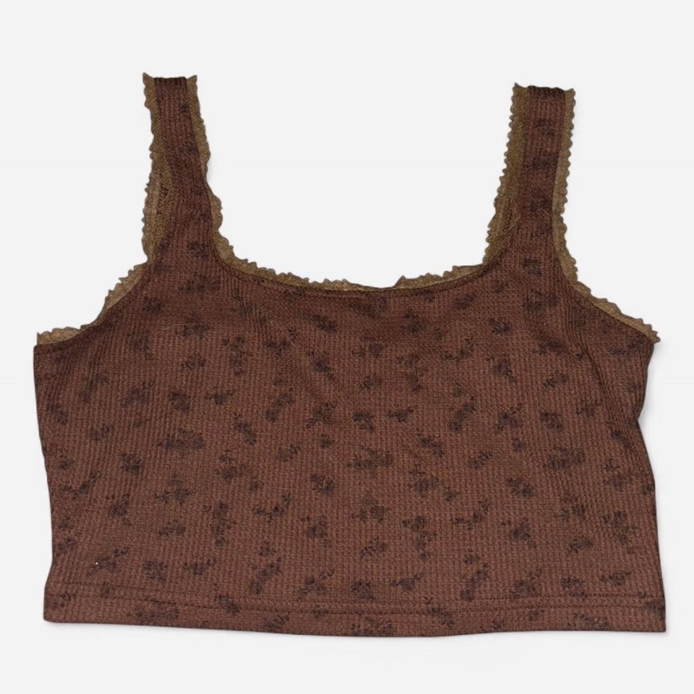 Brown Floral Tank Top